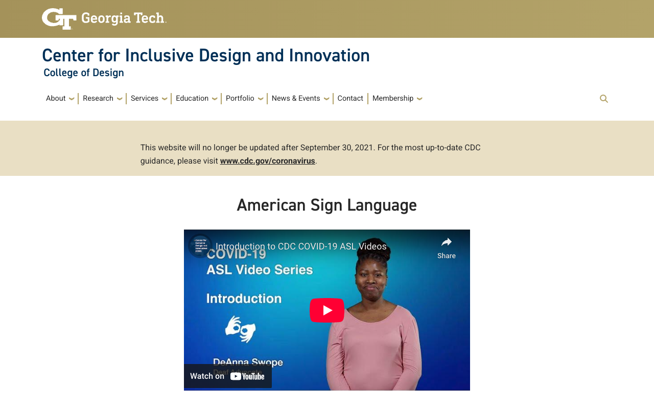 CDC & Georgia Tech Article: COVID-19 ASL videos